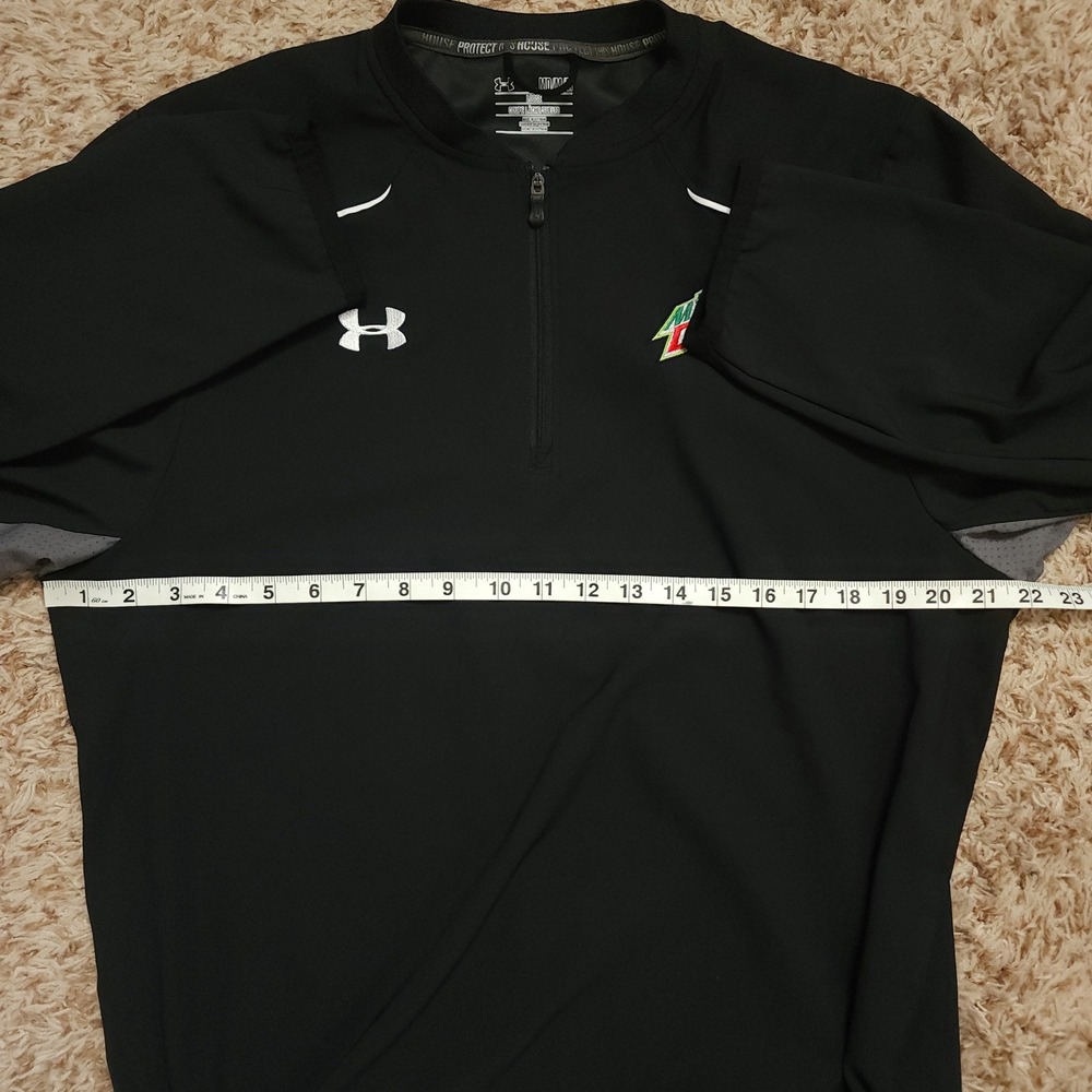 Under Armour Pullover Men Medium Black Mountain Dew Quarter Zip Windbreaker L/S - Picture 6 of 11